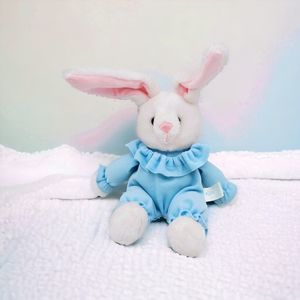 Russ Easter Bunny Plush  White Rabbit Flocked Nose Stuffed Animal Toy 8" BLEMISH